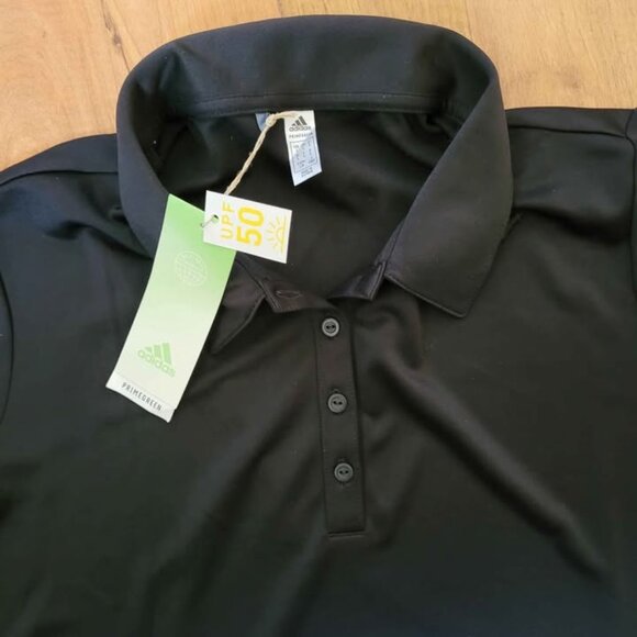 ADIDAS GOLF PERFORMANCE PRIMEGREEN BLACK POLO SHIRT - Picture 2 of 4